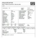Motor Weg 15 Hp 3600 Rpm 230/460 Eficiencia Premium Estandar Mod. 12906579