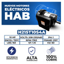Motor Eléctrico HAB Bifasico 10 HP 1750 RPM Arm. 215T Estandar STD Mod. H215T10S4A