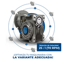 Reductor de Velocidad Tamaño 40 - 25:1 DZ para armazón 56C con flecha 3/4” Mod. RV40-25-56C