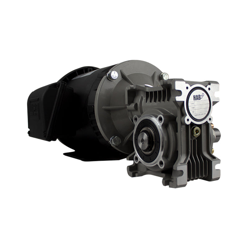 Motorreductor HAB Corona Sin Fin 90° Tamaño RV50 Trifasico 0.75 HP Armazon 56C 15:1 117 RPM Flecha 1"