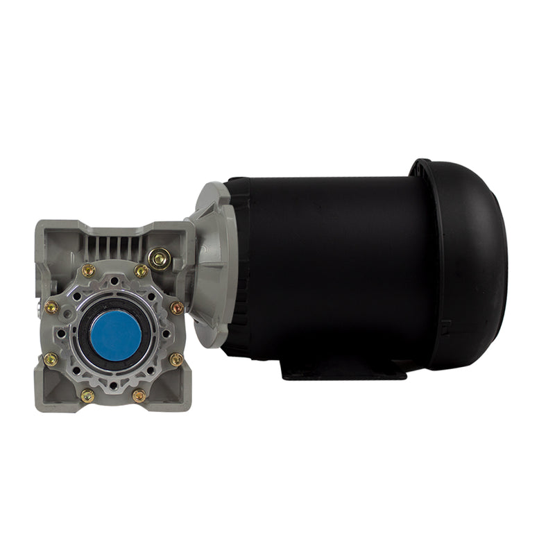 Motorreductor HAB Corona Sin Fin 90° Tamaño RV90 Trifasico 1.5 HP Armazon 56C 50:1 35 RPM Flecha 1 3/8"