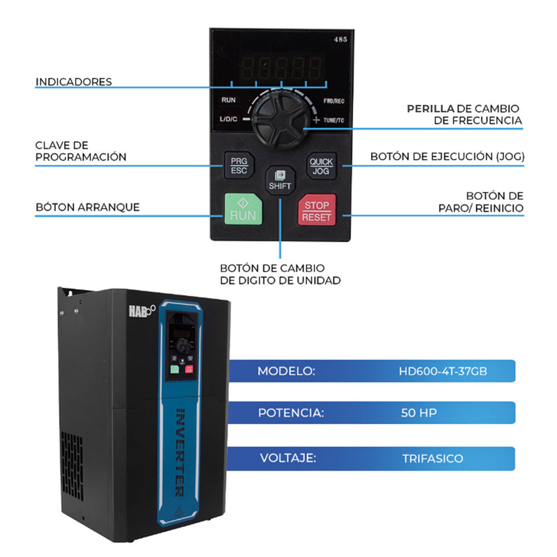Variador De Frecuencia HAB Motor 50 Hp Trifasico 440v 75 Amp