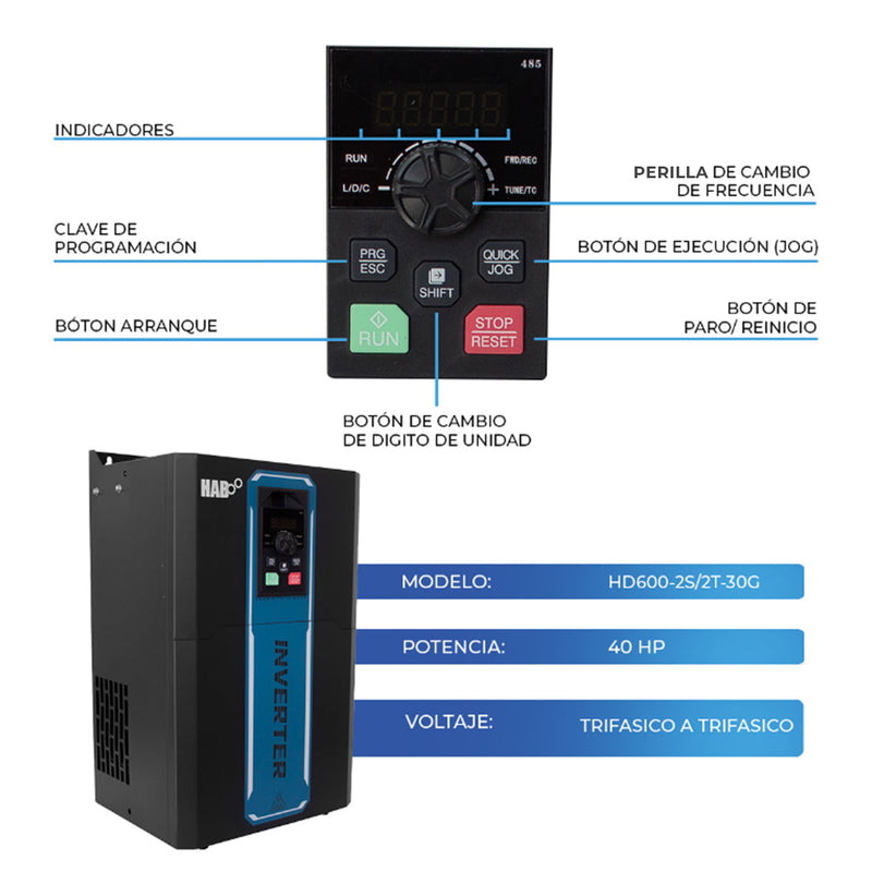 Variador De Frecuencia HAB Motor 40 Hp Trifasico 220v
