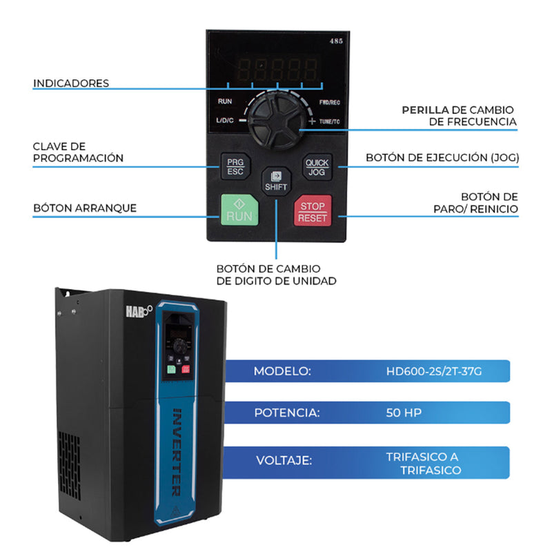 Variador De Frecuencia HAB Motor 50 Hp Trifasico 220v