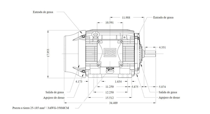 Motor Weg Trifásico 60 Hp 1750 Rpm 208-230/460v Mod. 12860594