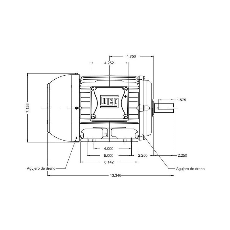 Motor Weg Trifásico 2 HP 1750 Rpm Eficiencia Premium 220/440 Mod. 12860480