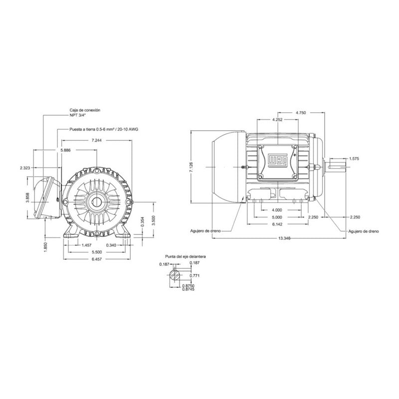 Motor Weg Trifásico 1.5 Hp 1750rpm Armazon De Hierro 220/440 Mod. 12860532